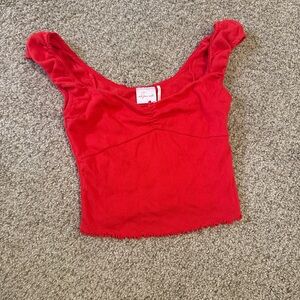 Urban Outfitters Red Ruffle Strap Scoop Crop Top